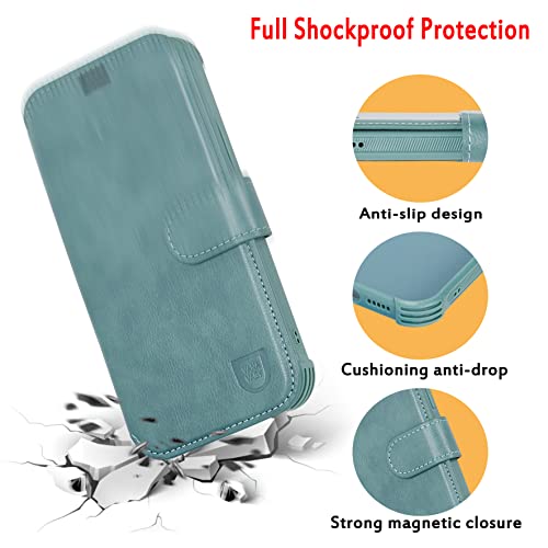 Vanavagy Wallet Case For Iphone X/Iphone Xs/Iphone 10 4G For Women And Men,Rfid Flip Leather Cover With Wrist Supports Wireless Charging With Card Holder And Screen Protector,Forest Green #TOP4