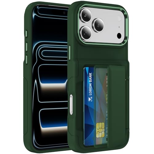 Coque silicone iPhone 17 vert rigide antichoc avec porte-carte