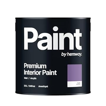 Hemway - Premium Interior Paint - Amethyst Purple 2.5 L | Indoor Matt Finish, Acrylic & Water-Based Emulsion | Quick Dry & High Coverage for the Kitchen, Bathroom & Bedroom