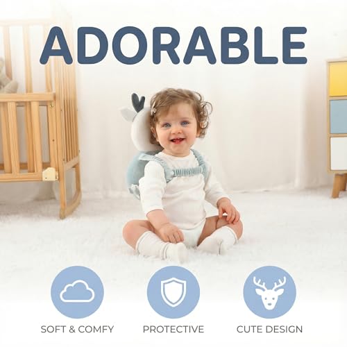 Image of Baby Head Protector Backpack - Soft & Lightweight Head Protection Pillow for Bebe Walking and Crawling(Deer)