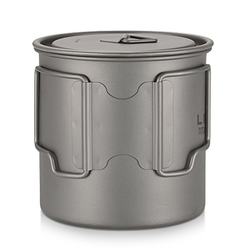 Lixada Titanium Topf Camping Titanium Becher Tragbar Klappgriff Outdoor Tasse Wasser für Picknick Wandern – Ansicht 6