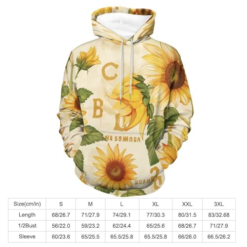 Sweat à Capuche Tournesol Alphabétique Hoodie Pullover Mixte - 3