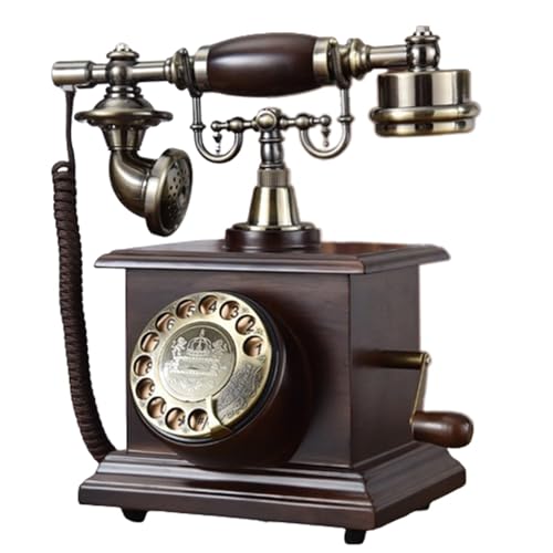 Téléphone fixe filaire rétro vintage antique avec socle bois