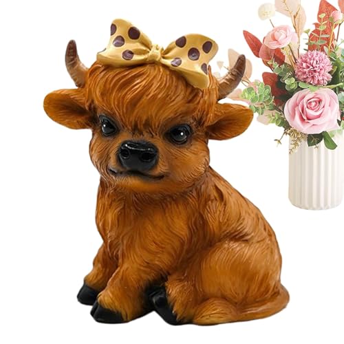 Highland Cow - Highland Cow Toy Soft | Figuras De Vacas De Las Tierras Altas Decoración Del Hogar | Juguete De Animal De Granja | Lindo Ganado De Resina | Miniaturas, Juguete De Animales De Granja | J