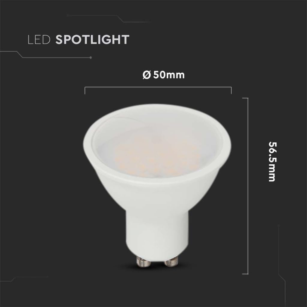 V-TAC Lampadina LED GU10-10W 1000 Lumen - Alta Luminosità - Faretto Led GU10 per Massima Efficienza e Risparmio Energetico - 3000K Luce Calda (Confezione da 5)