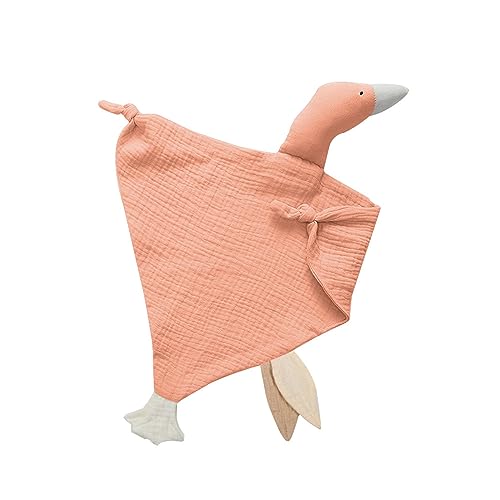 Image of insular Baby Lovey Blanket for Boys and Girls, Organic Muslin Cotton Security Blanket for Babies, Soft Breathable Lovie Soothing Towel for Newborn and Infant, Pink Goose
