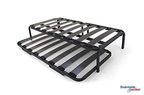 Duérmete Online Duérmete-Cama Nido Canguro Reforzada de Láminas Anchas de Haya Completa con 2 somieres, Sistema Anti-Ruido, Pintura Epoxi Gris, 90x200