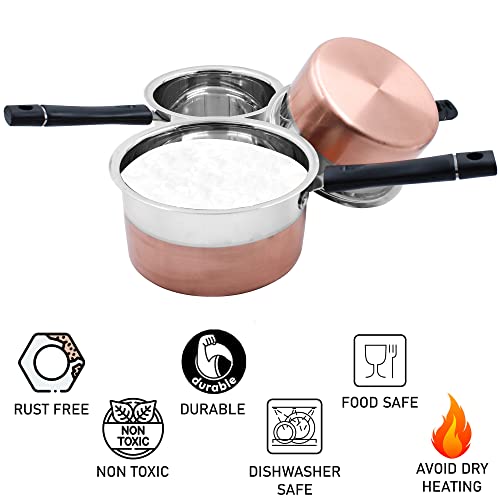 Image of Spillbox Stainless Steel Induction and Gas Compatible Heavy Base Sauce Pan| Tea Pan| Milk Pan| for Kitchen Utensils Cookware (Copper Bottom)