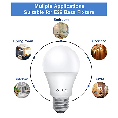Jolux A19 E26 Led Bulb 60 Watt Equivalent, Medium Screw Base Bulbs, 8.5W 5000K(Daylight), 800 Lumens Enclosed Fixture Rated,Non-Dimmable,No Flicker,Ul Listed thumb #5