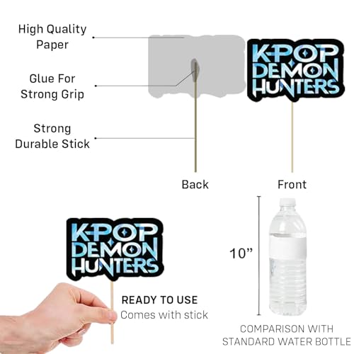 Image of Party Propz Kpop Theme Happy Birthday Decoration Kit - 128 Pcs, Birthday Decoration Items with K pop Deemon Hunters Birthday Props and Cake Toppers, Kpop Bday Banner for Boys & Girls (Cardstock)