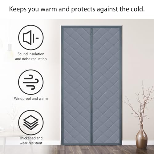 Cortina aislante magnética gris de 79x186 cm para puerta corredera 3