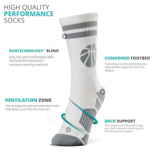 Image of ChalkTalkSPORTS Basketball Socks - Cushioned Mid-Calf Crew - Youth & Adult | Moisture-Wicking Performance Blend, Athletic Basketball Gear, Stay-Up Technology, Arch Support, Breathable, Boys and Men