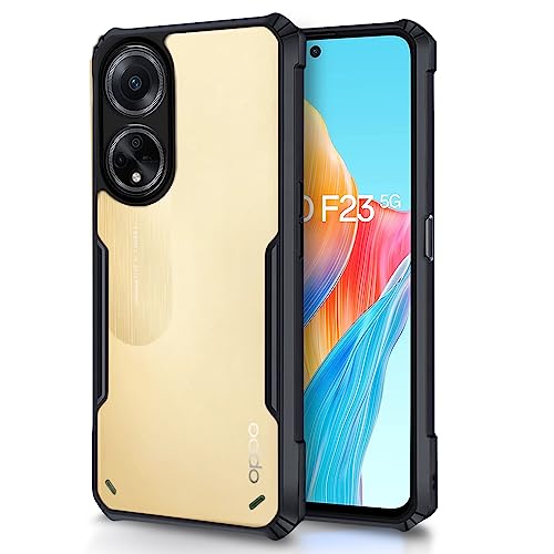 Image of Pikkme Oppo F23 5G Back Cover | Crystal Clear Transparent Back | Ultra Hyrbid | Full Camera Protection | Raised Edge | Bumper Back Case for Oppo F23 5G (Plastic, Black)