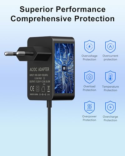 12V 2A Netzteil,RENGOGA 100-240V AC Adapter Netzteil mit 2 DC-Stecker,1.5 Meter Kabel,12V Steckers Netzadapter Kompatibel mit LED-Licht,Transformator,Externe Festplatte, Router, Radio,CCTV Kamera