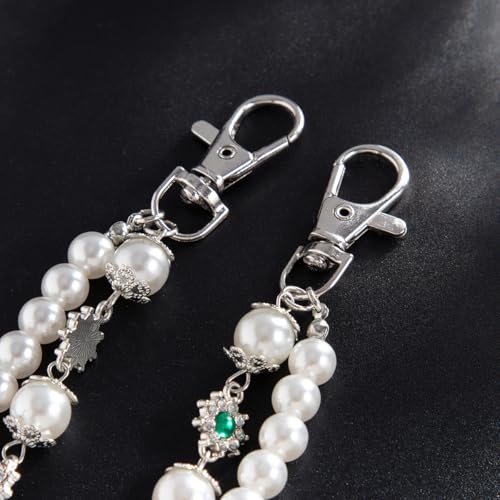 Image of Layered Pants Wallet Chain for Men Women Rhinestone Flower Pearl Wallet Chain for Women Fashion Street Pocket Jeans Chains Keychain Punk Jewelry