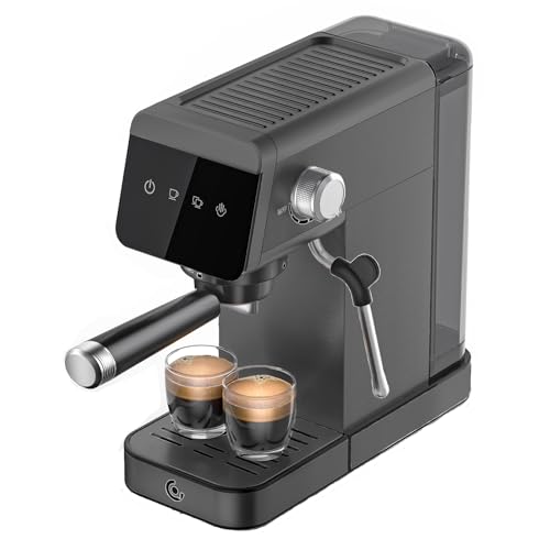 AMZCHEF Espresso Machine 20 Bar, Easy-to-Use Compact Coffee Maker with LED Touchscreen, Self-Cleaning & Milk Frother, Perfect Coffee Starter for Beginners, Lattes and Cappuccinos Machine