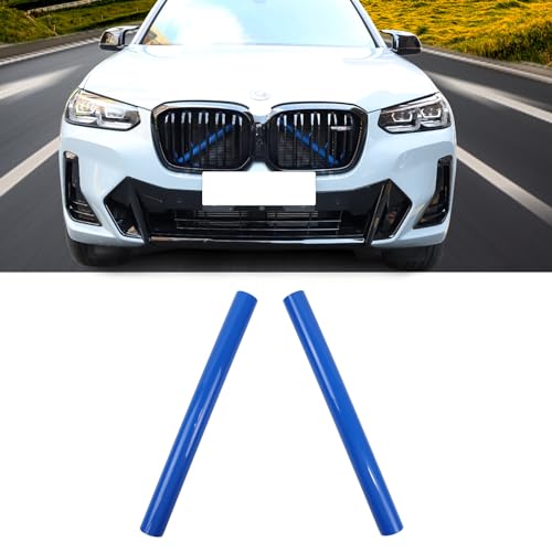 Image of X3 G01 Grille Insert Stripes Trim, Compatible with BMW X3 G01 F25 X4 G02 F26 X5 G05 F15 E70 X6 G06 F16 E71 X7 G07 V-Brace Wrap Covers Grill Stripes, Front Grill Insert Trim - Blue