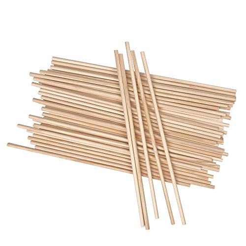 Long Wood Dowel Rods Unfinished Natural Wood Craft Dowel Sticks 50 Pack 1/4 Inch x 12 Inch