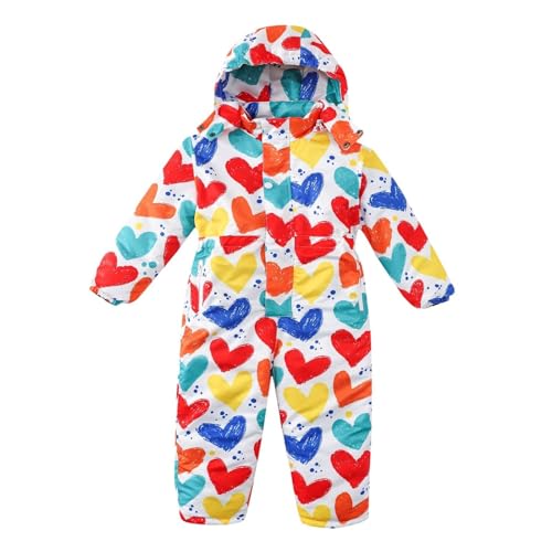 RNTOP Kids Snowsuit Toddler Boys Girls Ski Suits Winter Coat Warm Hooded Jumpsuit Overalls Skisuit Jacket (A, 5-6 Years)