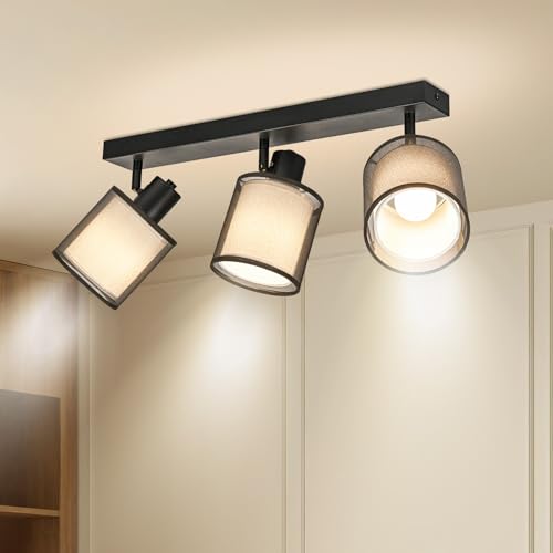 Lámpara de Techo 3 Focos Orientable, Negro Plafones de Techo E14 ...