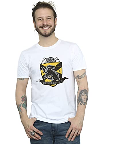 Image of Harry Potter Men's Hufflepuff Chest Badge T-Shirt White Medium