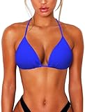 OZICERD String Bikini Tops for Women Bathing Suit Swim Tops Sexy Triangle Bikini Top Blue XL