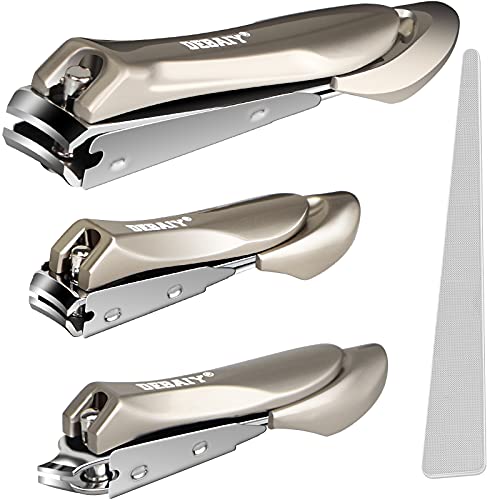 Nail Clippers Set, 3 Pack No Splash Nail Clippers with Nano Glass Nail