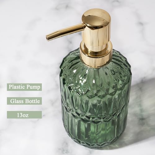 Glass Soap Dispenser Green Bottle Gold Plastic Pump Refillable Kitchen Sink Countertop Hand Dish Dispensers2