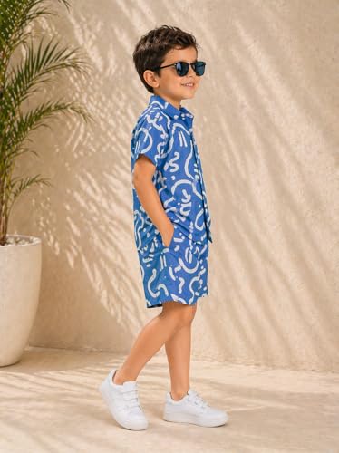 Image of superminis Boys Co-Ord Set Rayon Shirt & Shorts Set (2-10 Years) | Printed Summer Coord Set for Boys | Casual Outfit with Pockets | Comfortable Kids Matching Set