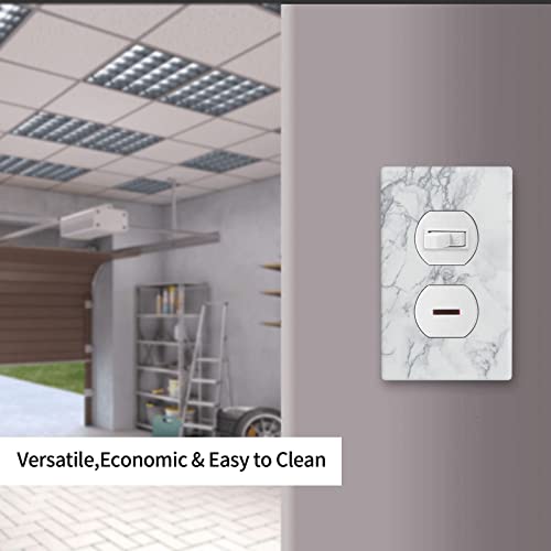 Marble Outlet Wall Plate Cover 1 Gang Decorative Single Duplex Receptacle Electrical Wallplate Bedroom Bathroom Decor Faceplate 4.5 X 2.76 In White And Grey #TOP6