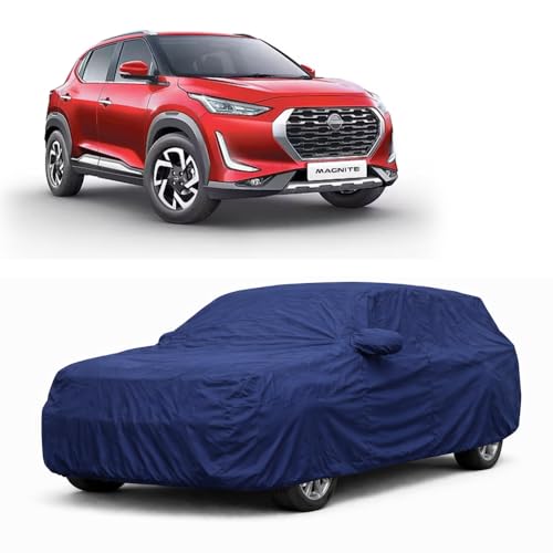 Image of Car Body Cover Compatible with Nissan Magnite | Water, Dust & UV Protection | Mirror Pockets | Elastic Grip | Triple Stitch Nissan Magnite Car Cover (Blue)