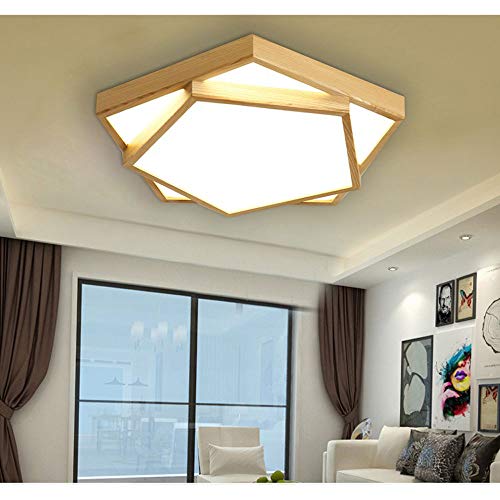Lustre LED scandinave en bois double couche à intensité réglable - 6