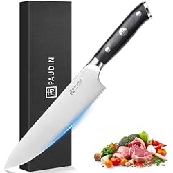 PAUDIN Chef Knife,8 Inch Professional Kitchen Knife Dishwasher Safe,Forged German Stainless Steel Sharp Cooking Knife,Ergonomic G10 Handle Full Tang Meal Prep Knives,Home Restaurant Gift for Men Women