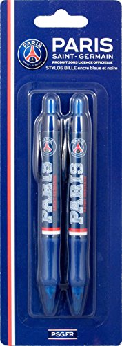 PSG Stylo bille rétractable Lot de 2 - Collection officielle PARIS SAINT GERMAIN - Rentrée scolaire