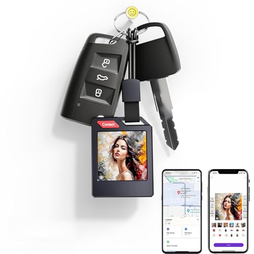 PhotoTag E Ink Bluetooth Tracker–Works with Apple Find My, Smart Key Finder & Item Locator, Custom Photo Display–Tracker Tag for Keys, Backpacks & Luggage, Cars & Bikes, Dogs, Cats, IP65 Waterproof