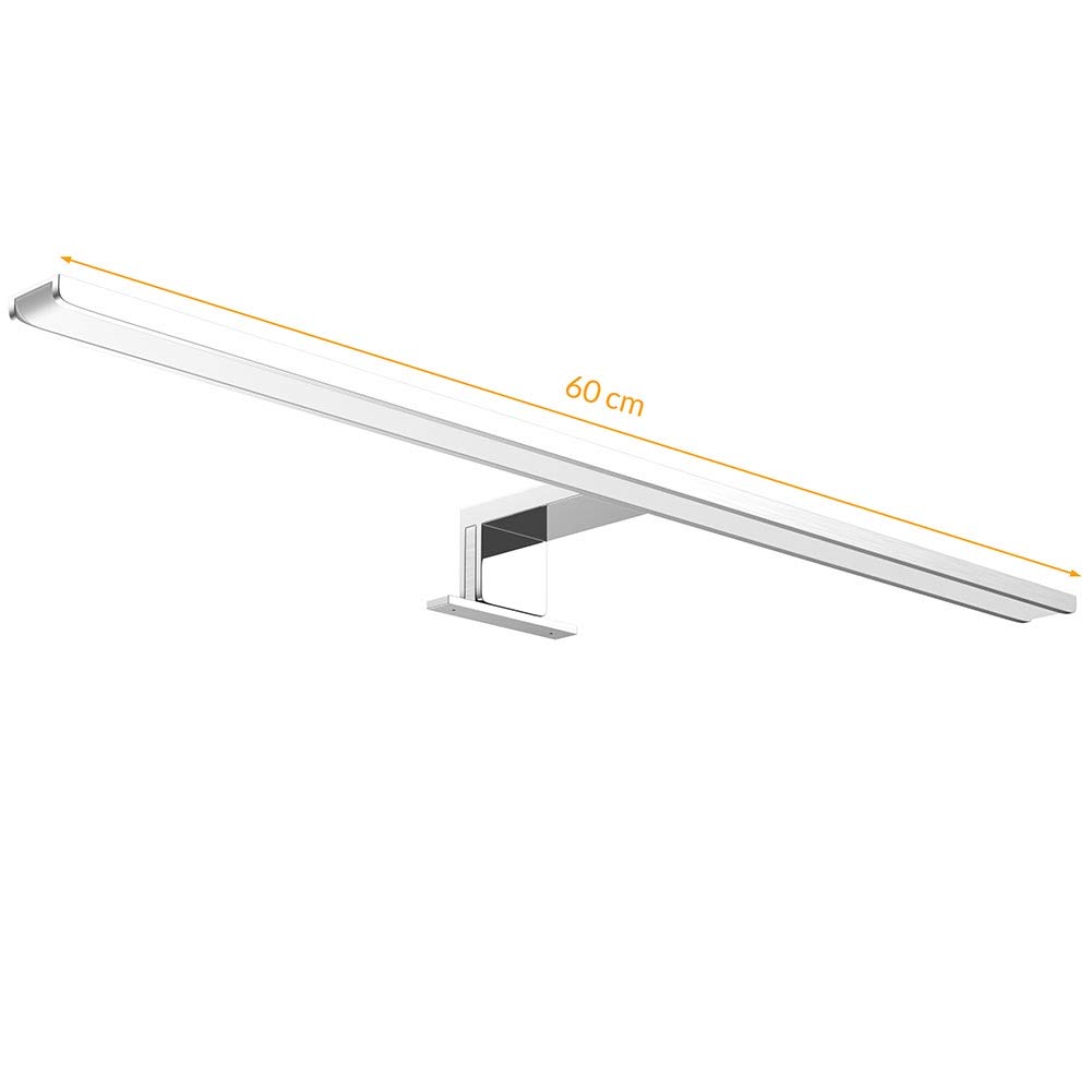 BAKAJI Lampada da Specchio Bagno Applique Parete Muro Lunghezza 60cm Luce LED 12W 960lm Risparmio Energetico Bianco Freddo 6500K Design Moderno in Alluminio Cromato 3 Tipi di Installazione