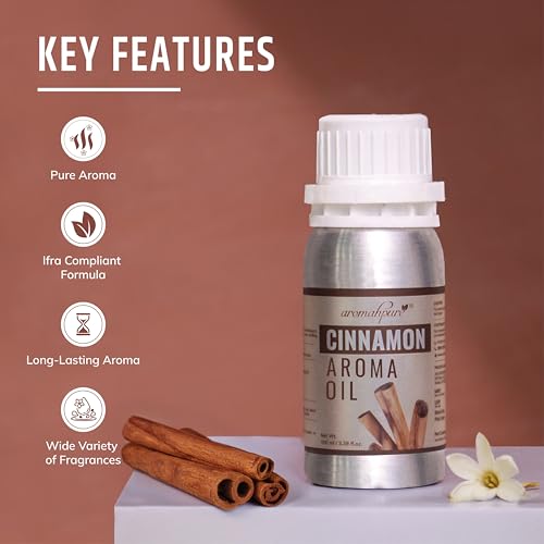 Image of Aromahpure Cinnamon Aroma Oil | 100ml Undiluted & Natural | Long-Lasting Scent for Aromatherapy, Candle & Soap Making, Diffusers, Room Freshener, Humidifier, Bathroom Revitalizer & Home Essentials