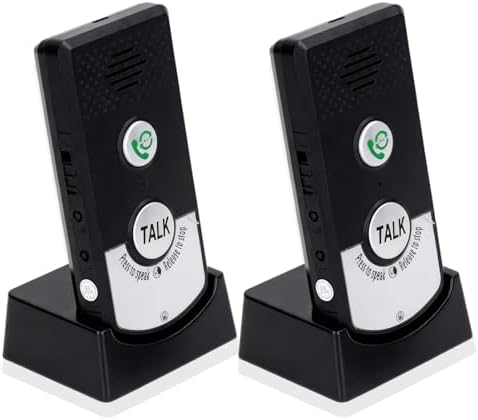 2 Way Voice Intercom, 1000m Long Range Wireless Doorbell Chime System Unit Rain Proof Communication Intercomunicador with Rechargeable Battery for Household Office