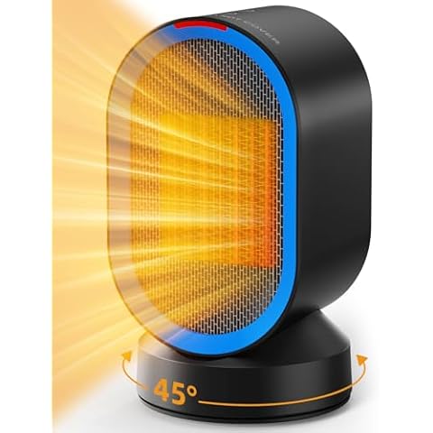 TABYIK Space Heater Electric Space Heaters for Indoor Use 45° Oscillating Small Portable Heater Personal Heater for Home Office Office (Black) Cover