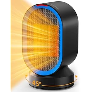 TABYIK Space Heater Electric Space Heaters for Indoor Use Small Portable Heater 45° Oscillating Personal Heater for Bedroom Home Office (Black)