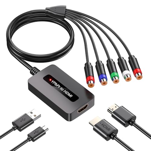 1080P Female Component to HDMI Converter YPbPr to HDMI Converter for Connecting Old Game Consoles with Male Component to HDTVs