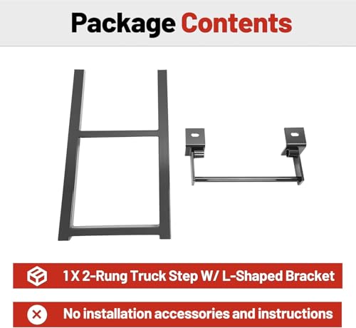 Image of HECASA 2-Rung Truck Step Retractable 27 Inch W /L-Shaped Bracket Truck Bed | Ladder Tailgate Ladder Accessories Steel Powder Coated Black