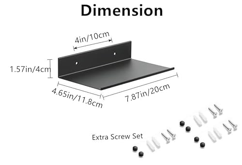 Z Metnal Small Floating Shelves, Mini Display Metal Shelf For Collection, Decor Lack Wall Shelf, Utility Shelves,Aluminum, Wall Mounted, Matt Black, 8 Inch, 2 Pack #TOP2