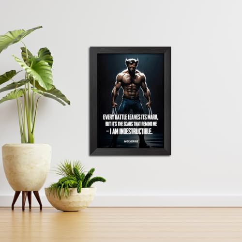 Image of TenorArts Wolverine Poster with Quotes Comics Photo Frame Painting With Black Wooden Textures (12inches x 9inches)