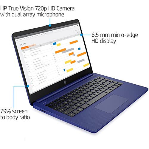 Hp [Windows 11 S 14 14" Laptop Computer, Intel Quad-Core Celeron N4120 Processor, 4Gb Ddr4 Ram, 128Gb Storage (64Gb Emmc + 64Gb Flash Drive), 802.11Ac Wifi, Bluetooth 5.0, Type-C, Indigo Blue #TOP2