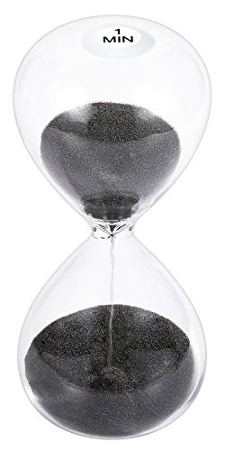 SuLiao Sand Timer 1 Minute Hourglass, 5.1 Inch Black Sand Watch 1 Min, Sand Clock one Minute, Hour Glass Sandglass for Kids, Classroom, Home, Desk, Office Decoration