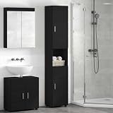 Frdhee Mueble de baño con puerta Tulum negro, 37 x 31,5 x 203 cm, armario para invitados, inodoro, apartamento, hotel