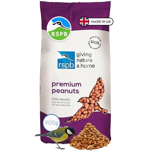 RSPB Premium Peanuts 900 grams Wild bird Food, supporting RSPB Charity, Re-sealable & recyclable pouches, for use in Garden & outdoors. Perfect for Feeders, ground feeders & bird tables