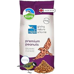RSPB Premium Peanuts 900 grams Wild bird Food, supporting RSPB Charity, Re-sealable & recyclable pouches, for use in Garden & outdoors. Perfect for Feeders, ground feeders & bird tables