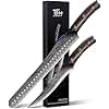 SYOKAMI BBQ Carving Knives Set, Brisket Slicing Knife and Boning Knife for Meat Cutting, Razor Sharp Japanese Style High Carbon Steel Kitchen Knives, Wood Ergonomic Full Tang Handle, Ideal for Gift